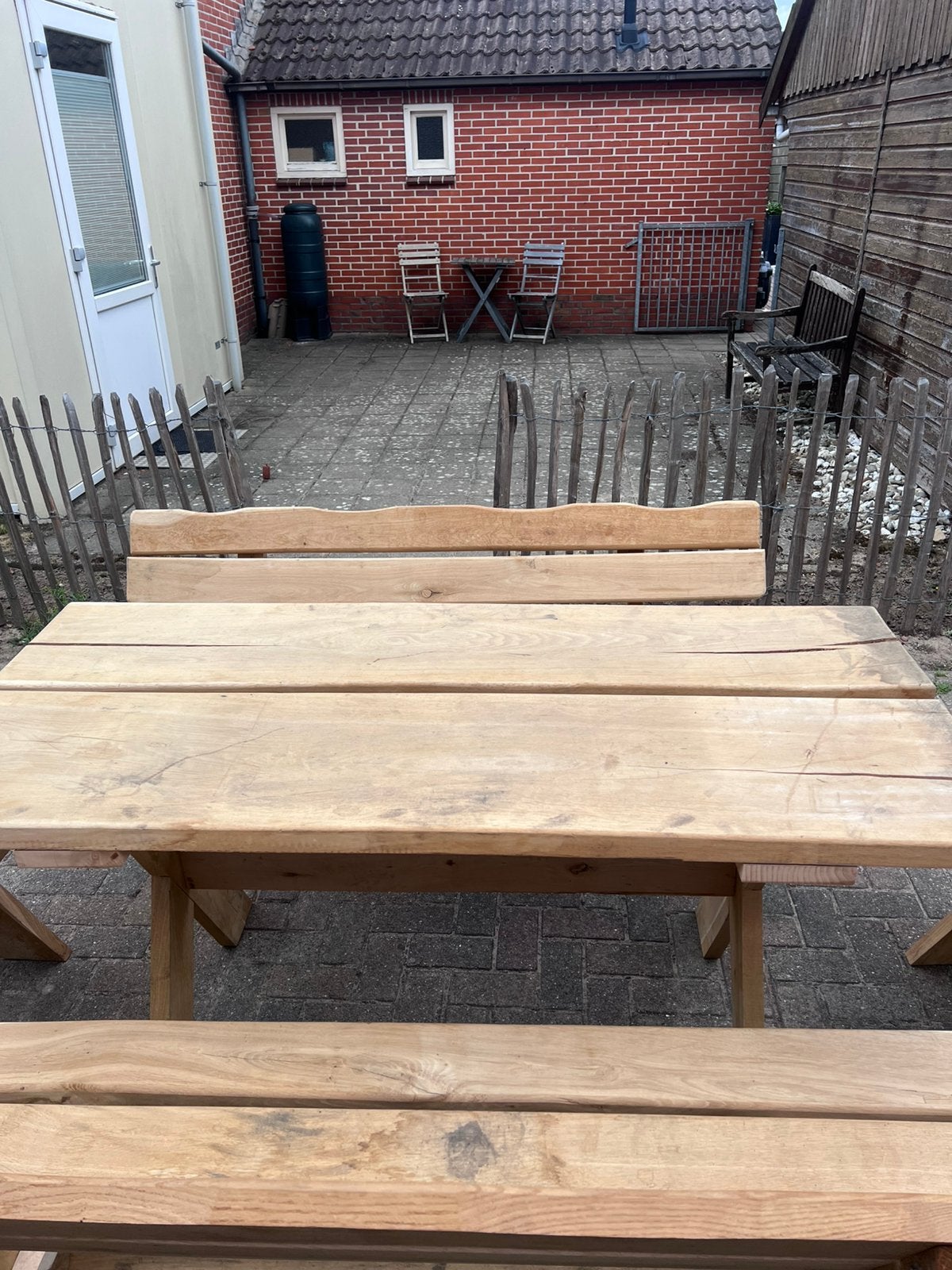 Massieve eiken tuinzet, Ophalen, Zo goed als nieuw, Rechthoekig, Hout