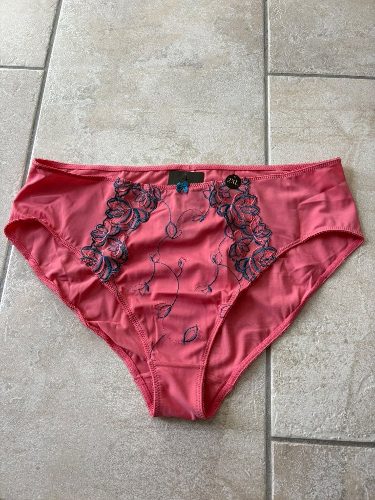 Hunkemöller Slip Roze met Blauw Borduurwerk - Maat 2XL, Hunkemöller, Ophalen of Verzenden, Roze, Slip