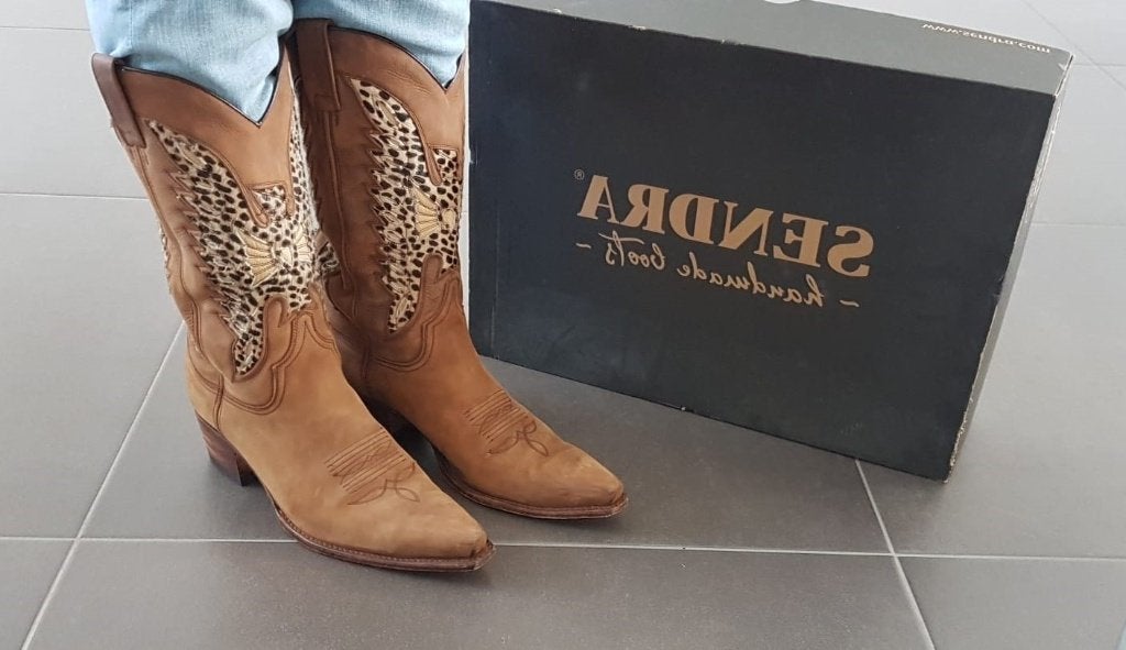 Cowboy Boots Sendra Handmade Nieuw Panter Vlinder 41 Leder, Bruin, Verzenden, Nieuw, Hoge laarzen
