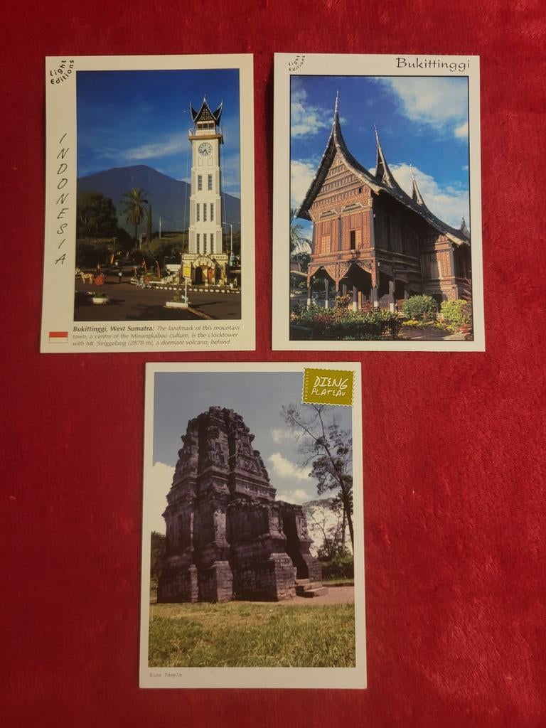 3 Oude Ansichtkaarten Bukittinggi, West Sumatra, Indonesië, Ophalen, 1980 tot heden, Ongelopen, Buiten Europa