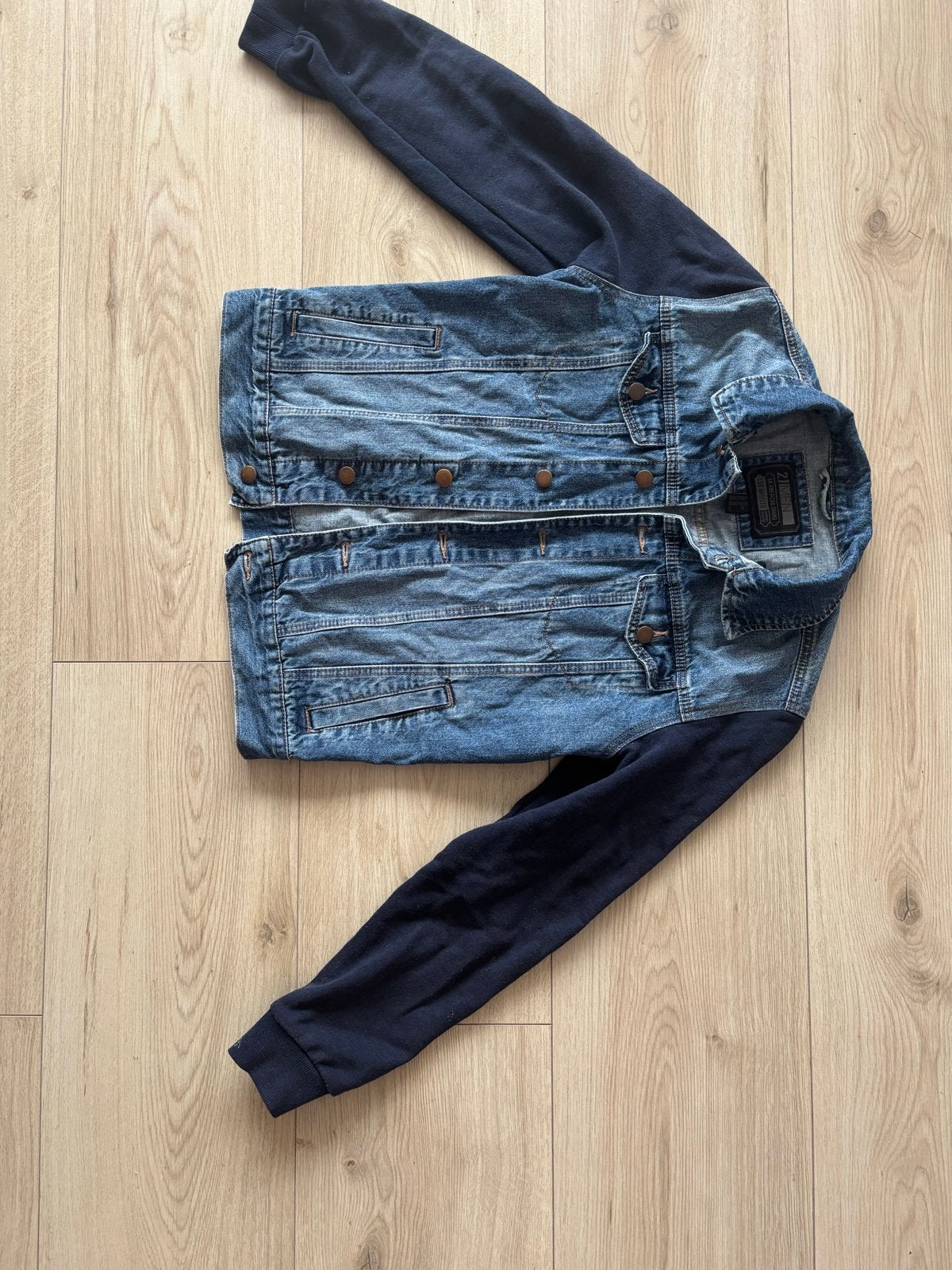 21MEN spijkerjas met capuchon - Maat XS, Kleding | Heren, Ophalen of Verzenden, Zo goed als nieuw, Maat 46 (S) of kleiner, Blauw