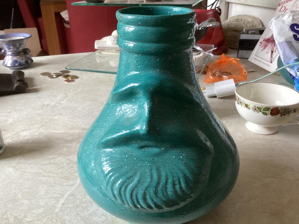 Man met baard keramiek vaas // hoog 20 cm, Ophalen of Verzenden