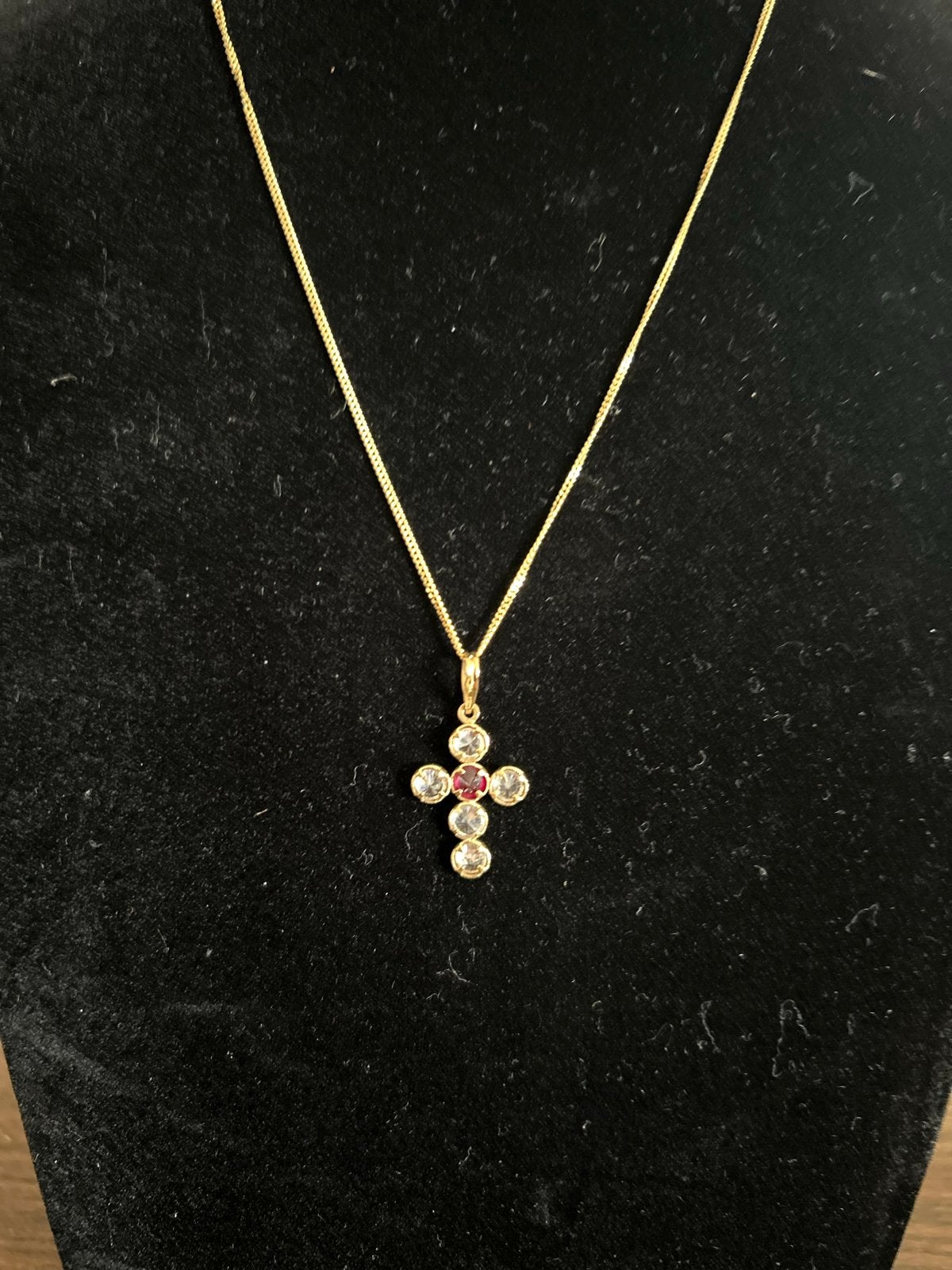 Gouden ketting met Kruis hanger met Robijn 18 karaats, Ophalen of Verzenden, Zo goed als nieuw, Met edelsteen, Goud