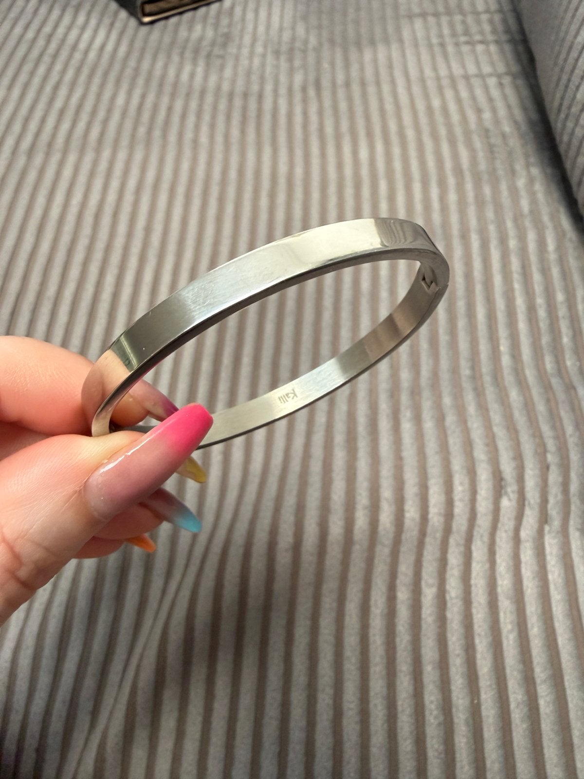 Kalli Zilverkleurige Stalen Slaven Armband Bangle 6mm, Sieraden, Tassen en Uiterlijk, Ophalen of Verzenden, Gebruikt, Zilver, Staal