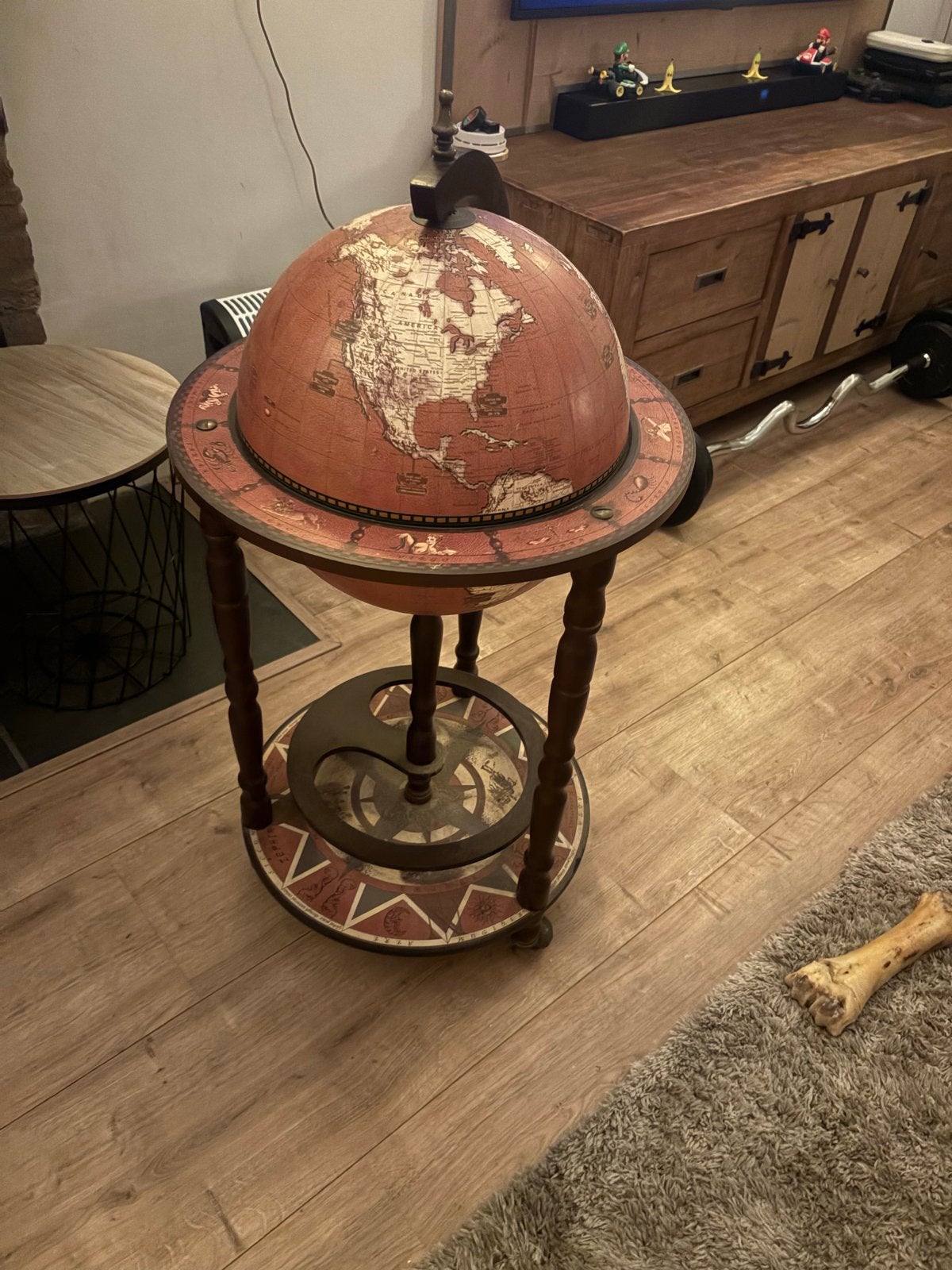 Vintage Barglobe voor Drankflessen - Decoratief & Functionee, Ophalen, Gebruikt, Bruin, Vintage