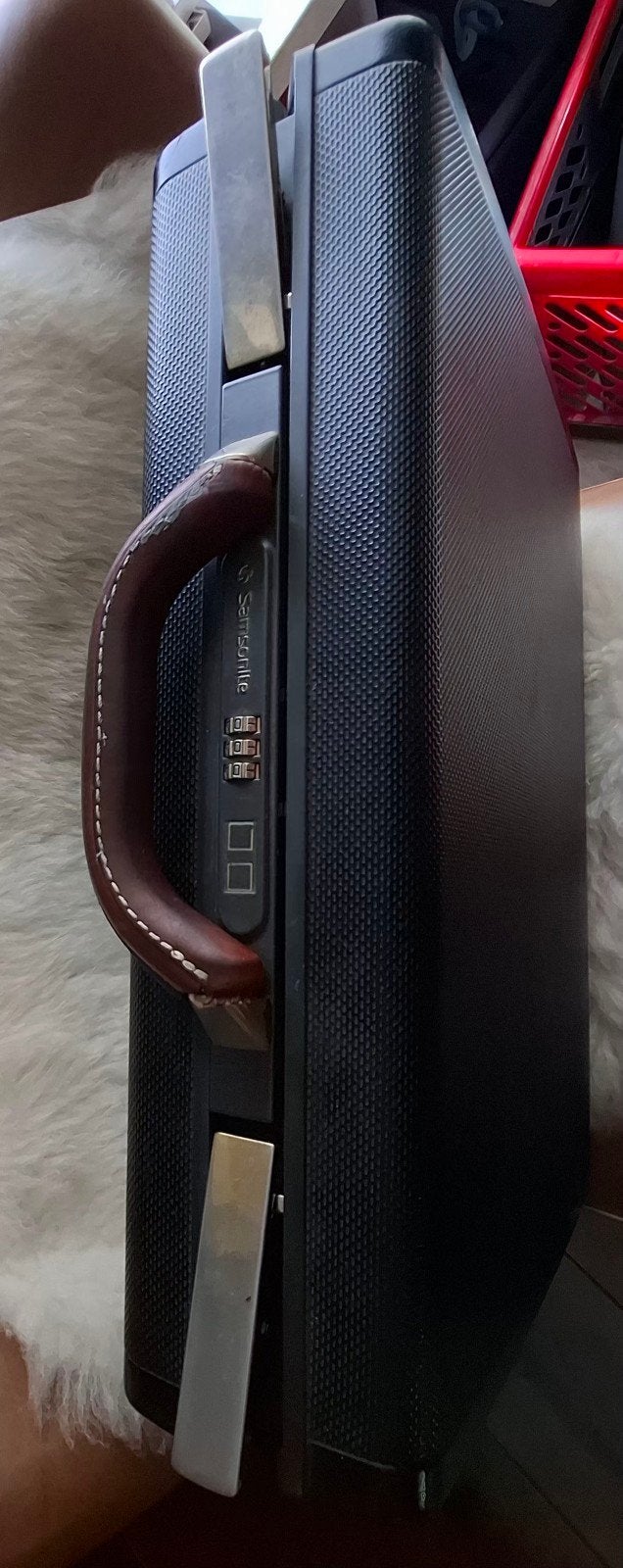 Samsonite Attachékoffer - Zwart met leren handvat, Ophalen of Verzenden
