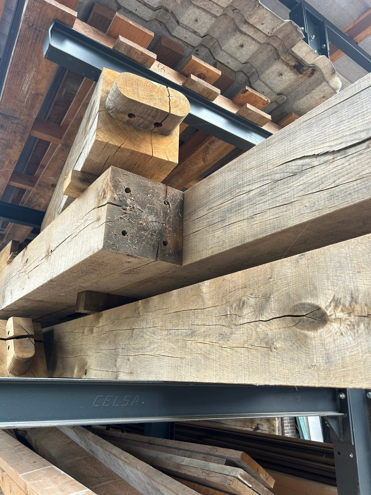 Complete eiken constructie - Houtbouw, Doe-het-zelf en Verbouw, Ophalen, Eiken, Zo goed als nieuw, Balk