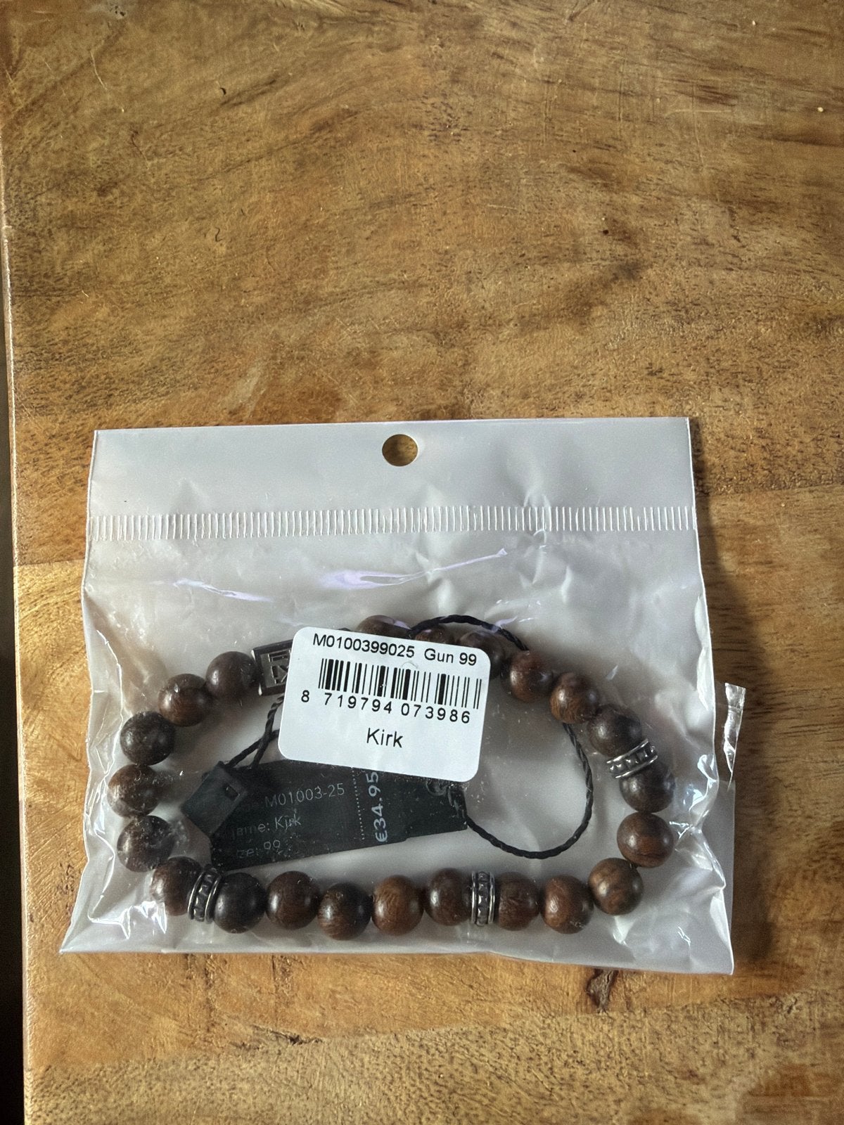 Ixxxi Kirk Armband - Houten Kralen met Zilverkleurige Detail, Sieraden, Tassen en Uiterlijk, Armbanden, Ophalen of Verzenden, Nieuw