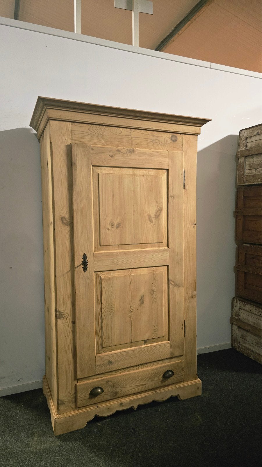 Mooie Kledingkast Grenen Hout 1 Deurs, 100 tot 150 cm, Met lade(s), Ophalen of Verzenden, Zo goed als nieuw