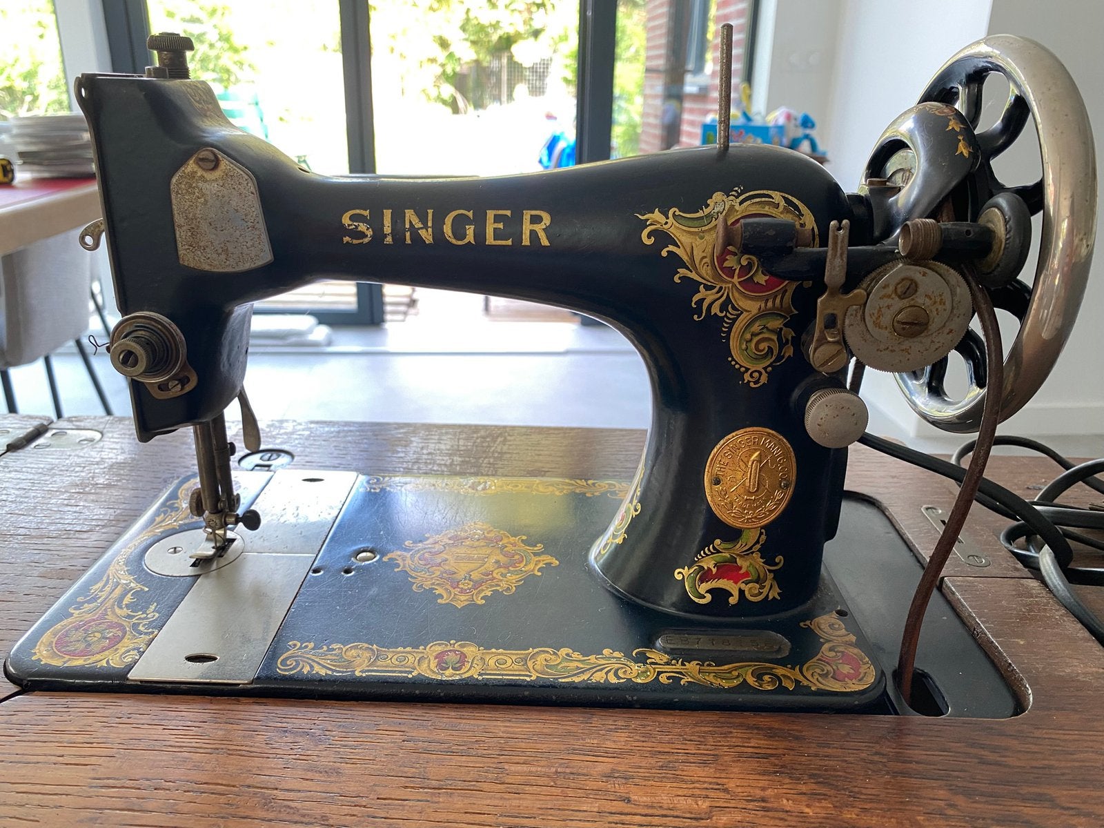 Antieke Singer naaimachine,, Antiek en Kunst, Ophalen