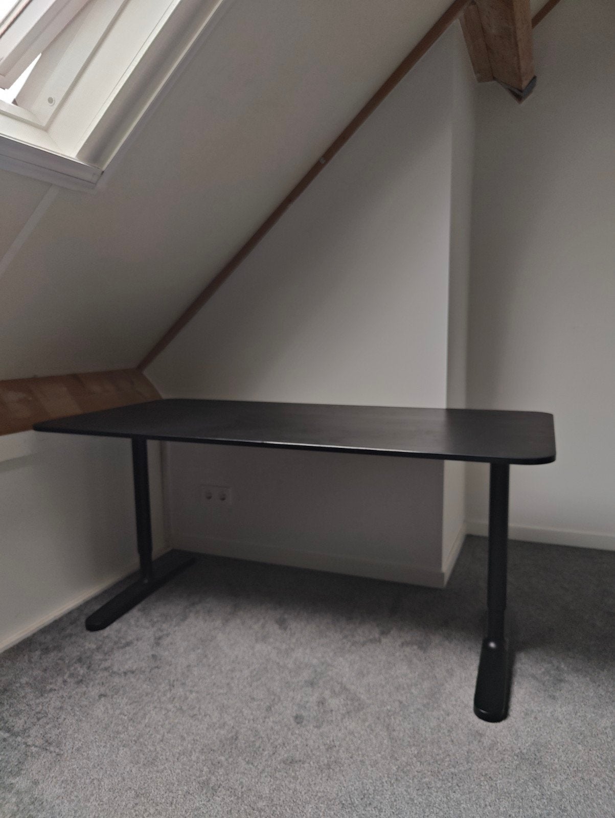 Ikea Bekant bureau 160x80cm, Ophalen, Zwart, 160 cm, In hoogte verstelbaar