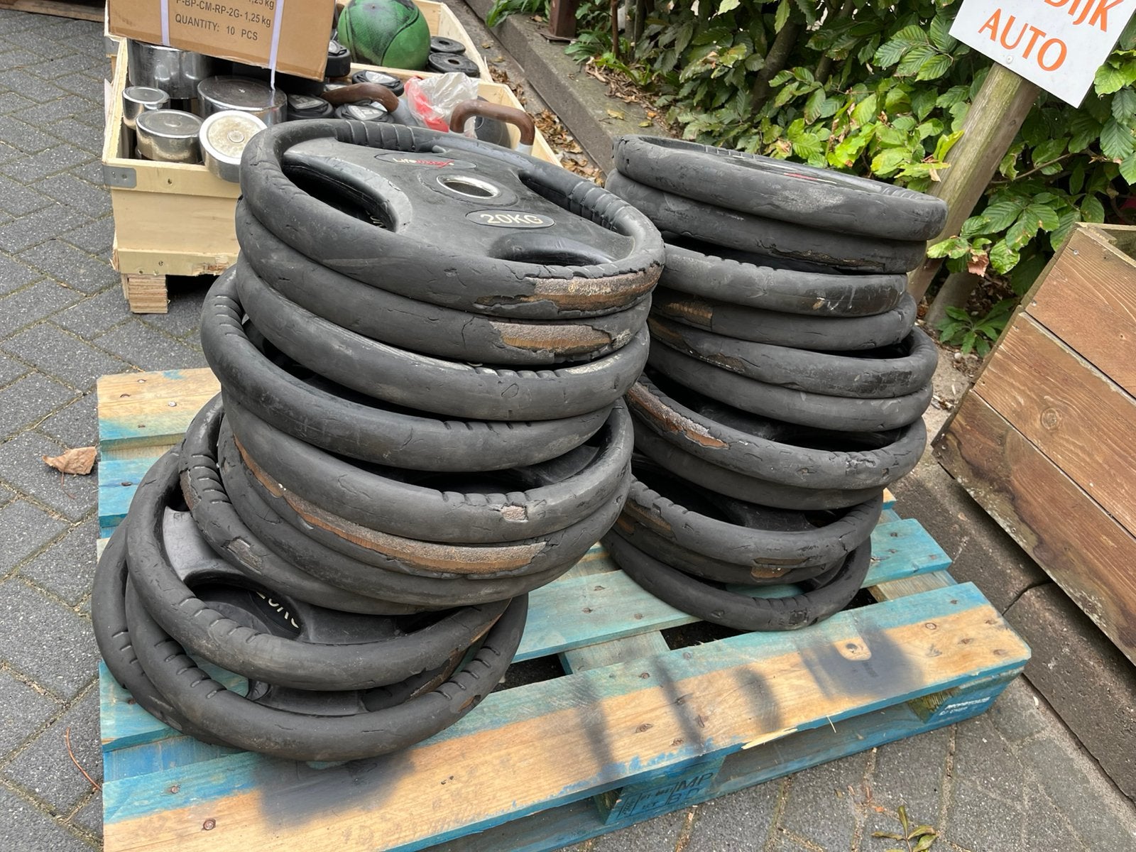 10 x 20 kg Olympische halter schijven lifemaxx, Sport en Fitness, Halterschijven, Gebruikt, 10 x 20 kg, Lifemaxx