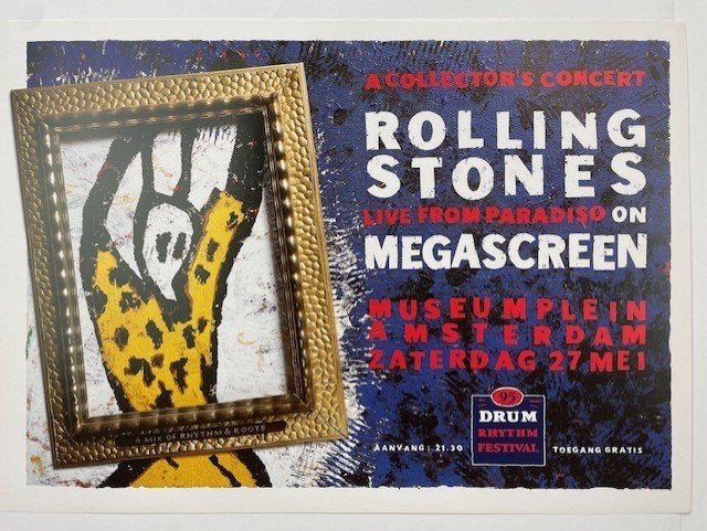 poster ROLING STONES Paradiso 1995, Ophalen of Verzenden, Gebruikt, A1 t/m A3, Film en Tv