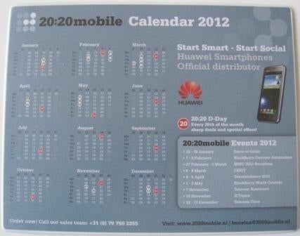 Muismat van 2020 Mobile met jaarkalender 2012, Ophalen of Verzenden, Zo goed als nieuw