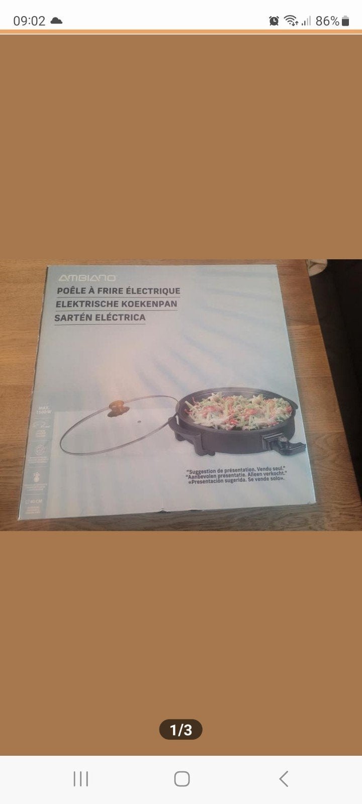 Nieuwe elektrische pan rond 40 cm max 1500 watt
5 standen
Oo, Ophalen of Verzenden, Nieuw, Overige materialen, Koekenpan of Braadpan