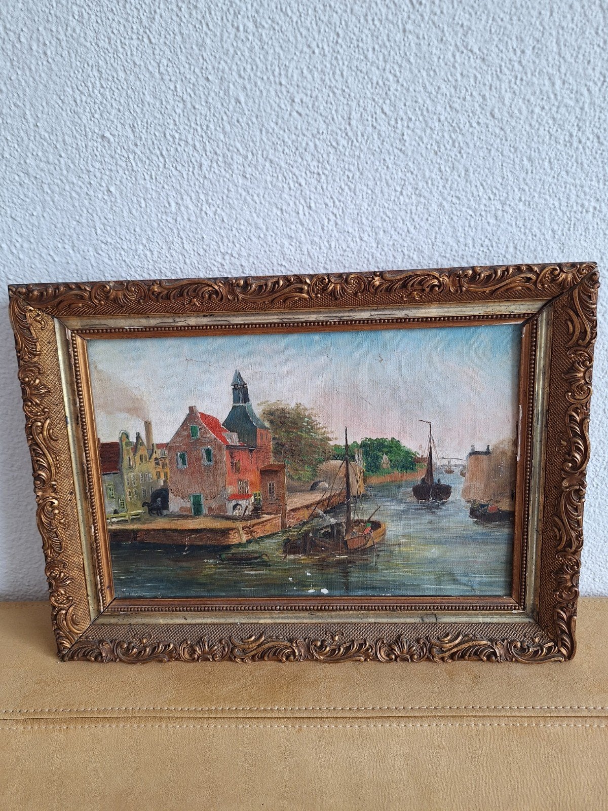 Oud Hollands Stadsgezicht Olieverf Schilderij, Ophalen, Paneel, Oud hollands, Origineel werk
