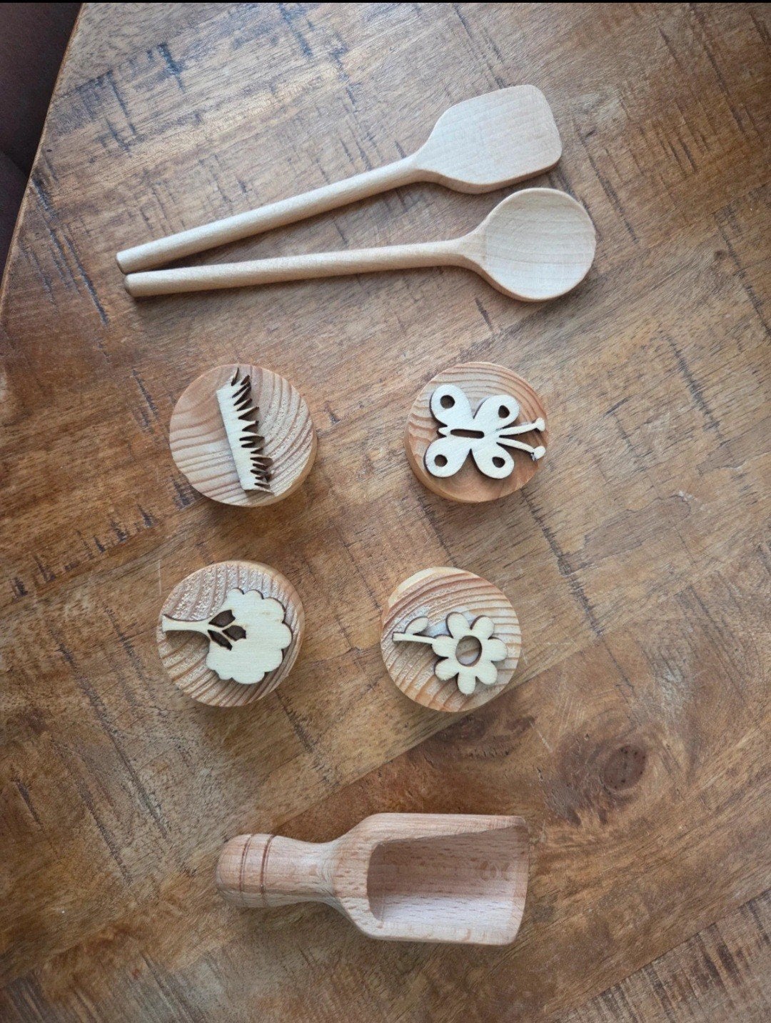 Houten speelgoed: vormpjes voor zand & sensorisch spel, Ophalen of Verzenden, Gebruikt, Overige typen