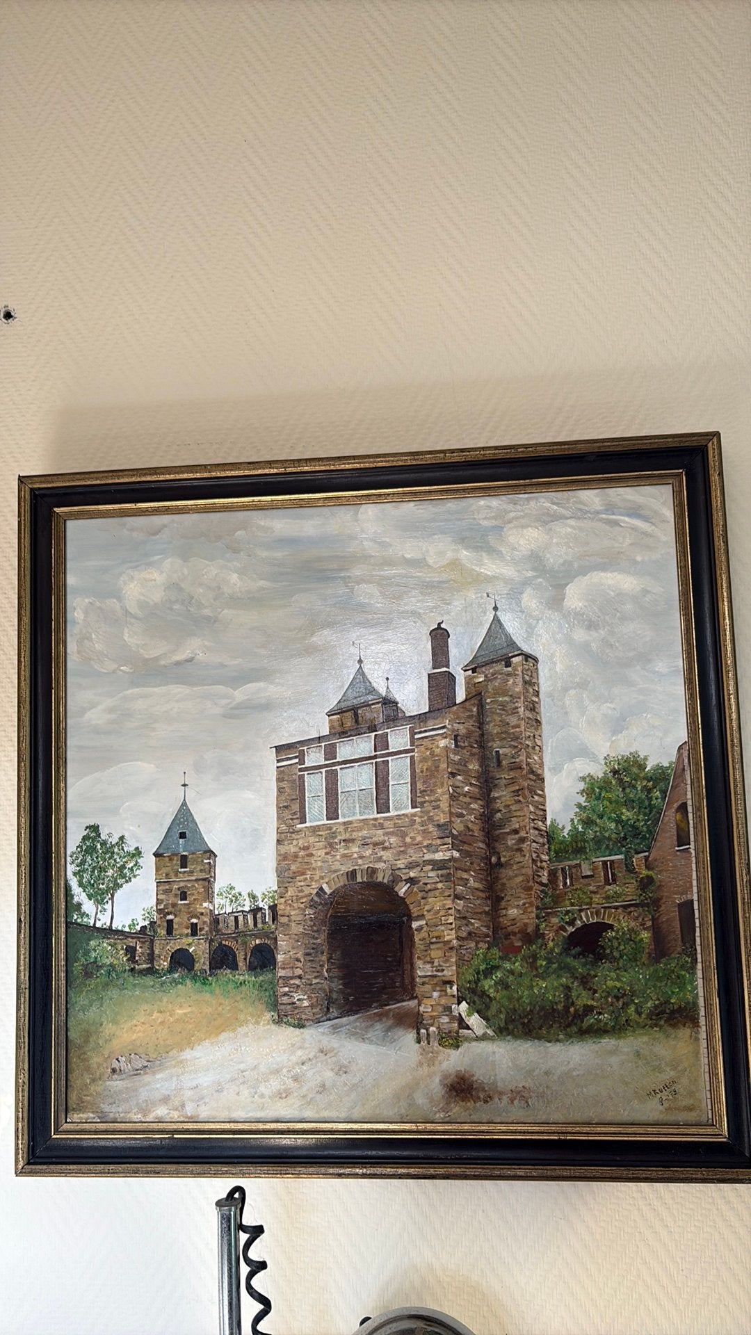 Olieverfschilderij Helpoort Maastricht – gesigneerd 1979, Ophalen of Verzenden, Zo goed als nieuw, Hout