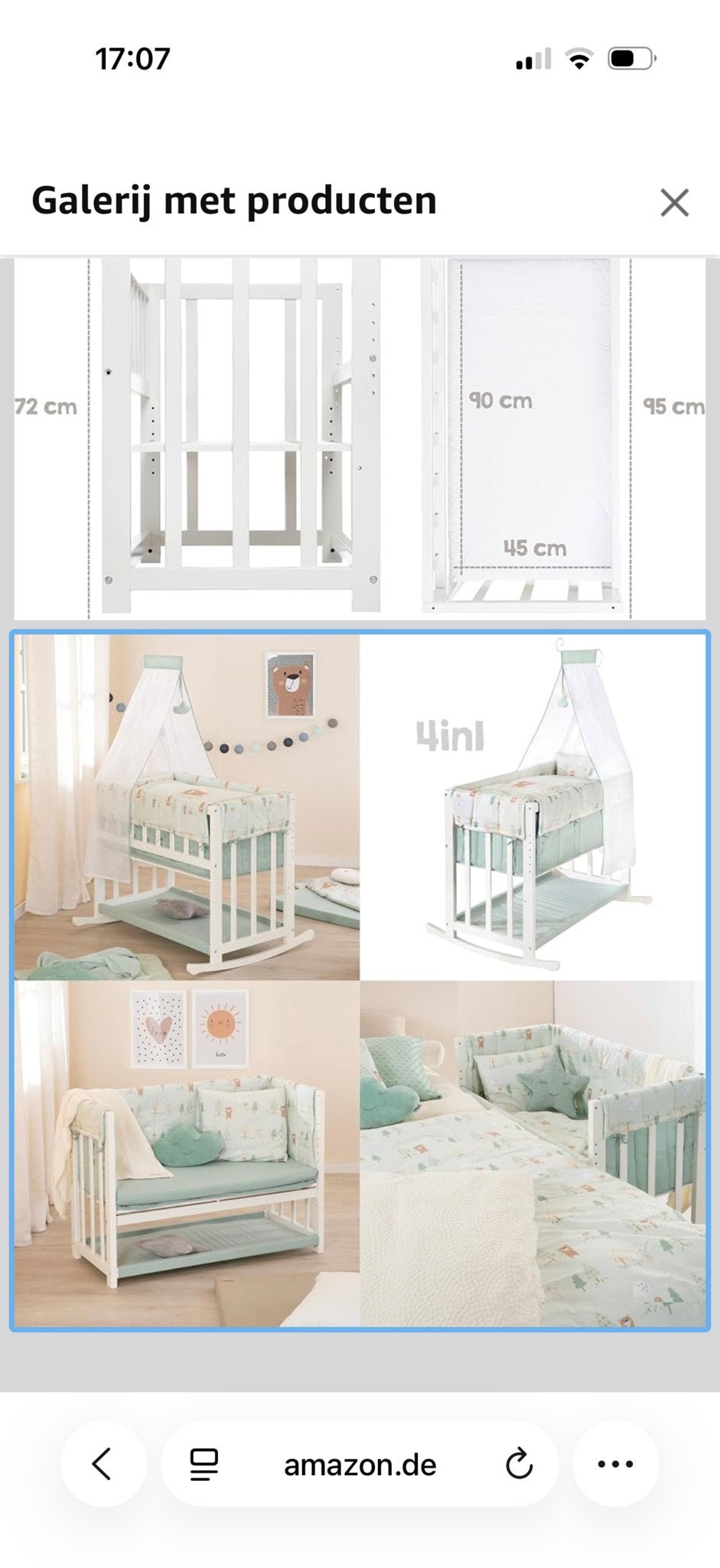 4-in-1 Wieg/Ledikant/Bankje/Co-sleeper, Ophalen of Verzenden, Zo goed als nieuw, Wieg