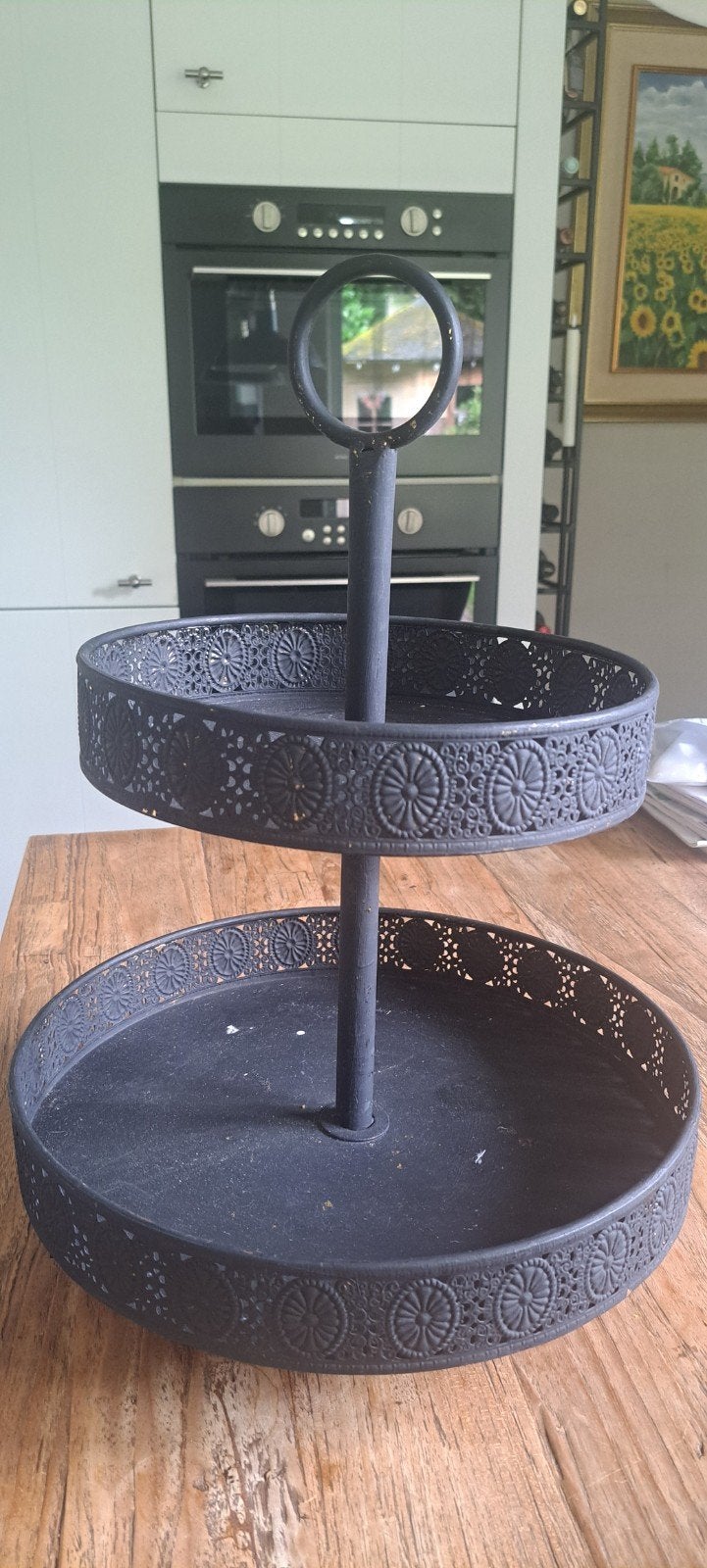Etagere zwart, Huis en Inrichting, Woonaccessoires | Dienbladen, Ophalen of Verzenden, Rond, Metaal