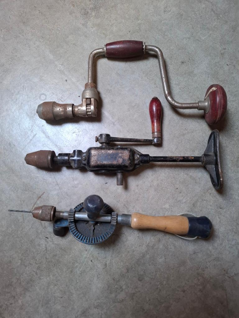 Vintage handboren set - Boor, zwengelboor, handboor, Ophalen of Verzenden