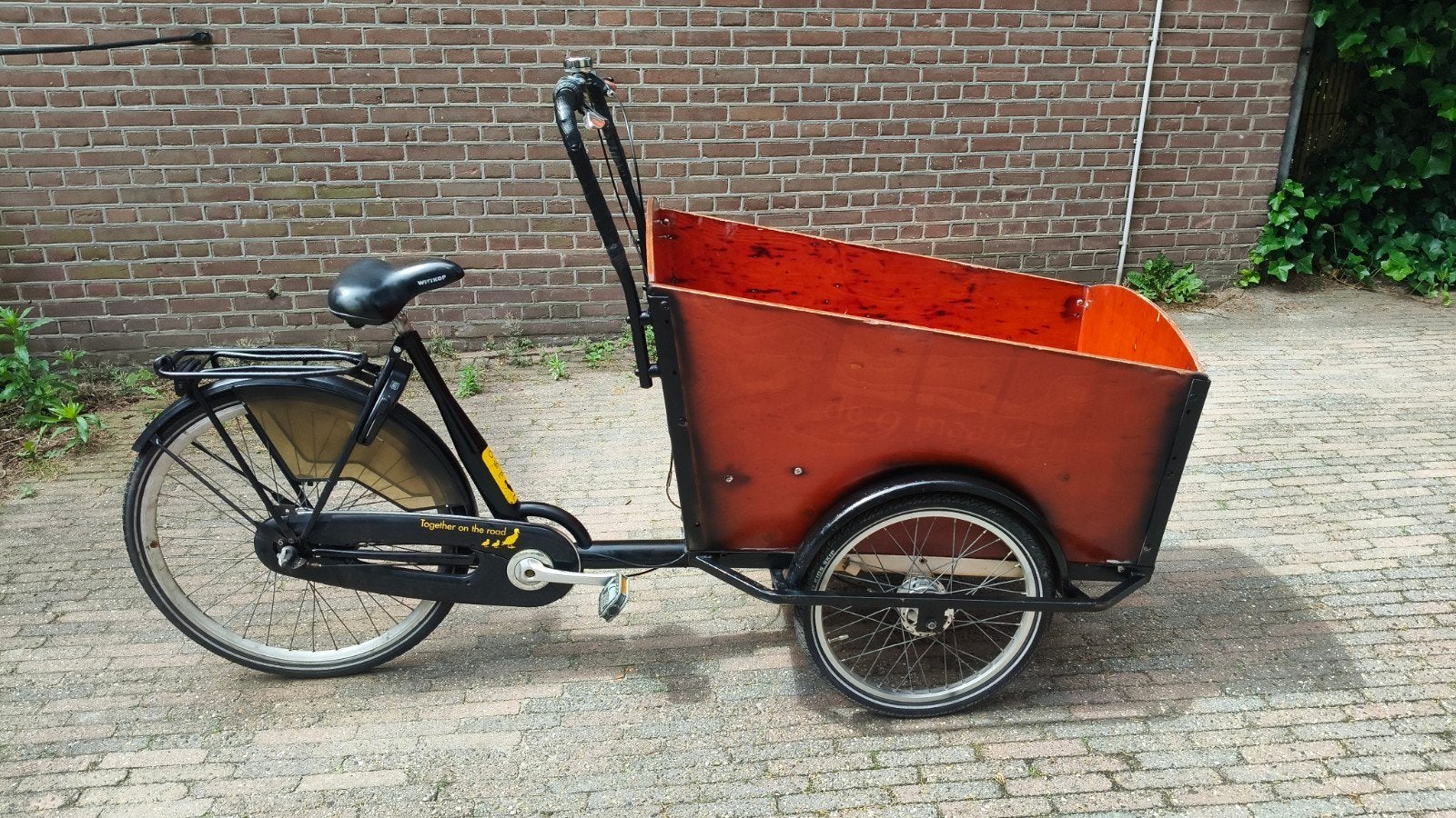 bakfiets met een ruime houten 3 versnellingen 26 inch, Ophalen
