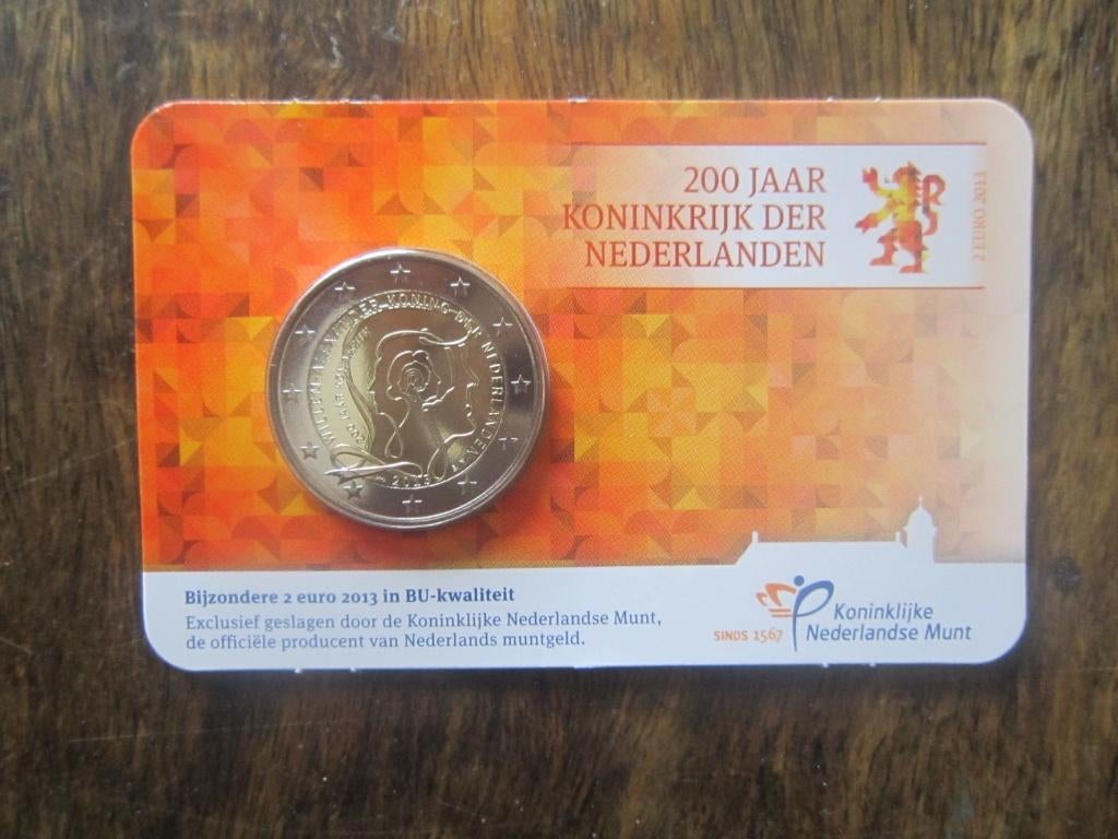 200 Jaar Koninkrijk 2 Euro  BU in Coincard KNM, Postzegels en Munten, Munten | Nederland, Verzenden, Koningin Beatrix, Euro's