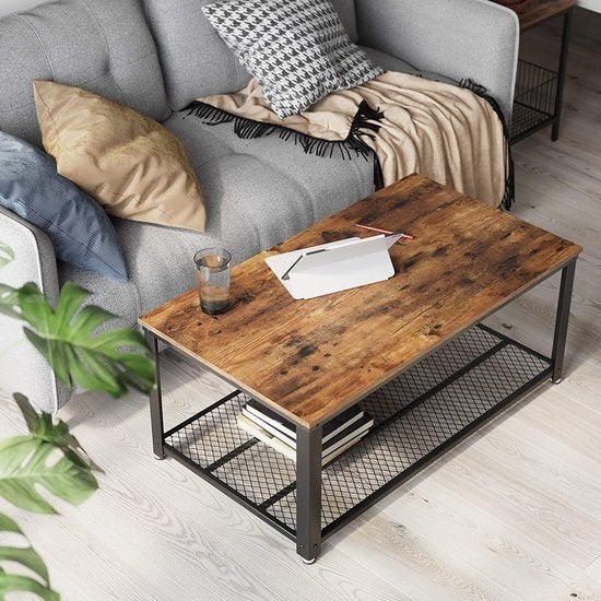 Salontafel met Metalen frame - Vintage Industrieel, Ophalen, 100 tot 150 cm, Nieuw, 50 tot 100 cm