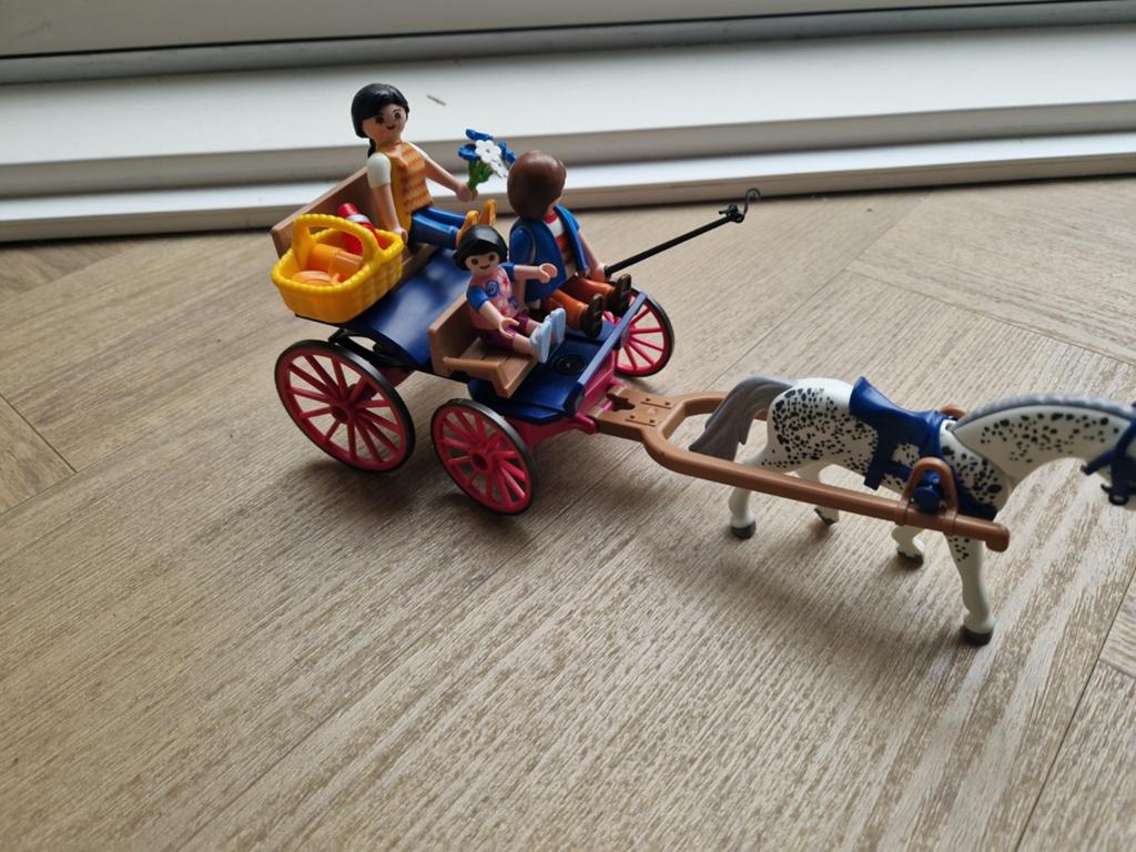Playmobil koets met paard en figuren, Ophalen of Verzenden, Gebruikt