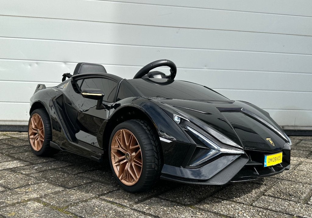 Lamborghini SIAN geel 12V – Afst – Leder – Rubberband, Ophalen of Verzenden, Nieuw