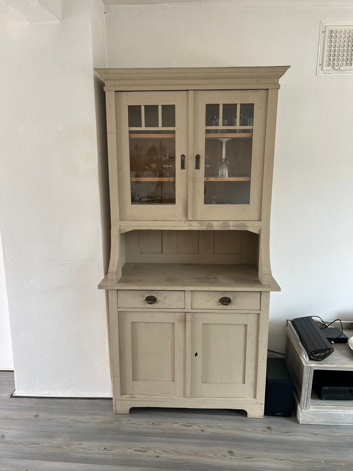 Buffetkast Vitrinekast hout 197cm hoog, Huis en Inrichting, Kasten | Buffetkasten, Ophalen, Landelijk / Brocante, Gebruikt, 150 tot 200 cm