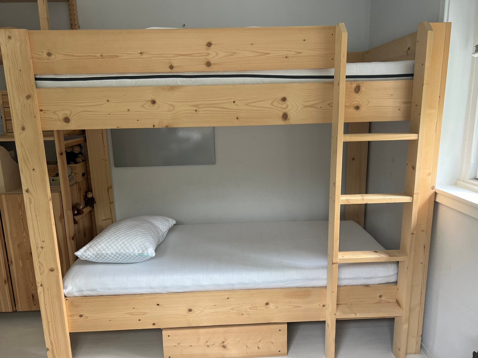 Robuust Stapelbed van solide steigerhout ZGAN, Ophalen, Zo goed als nieuw, Stapelbed