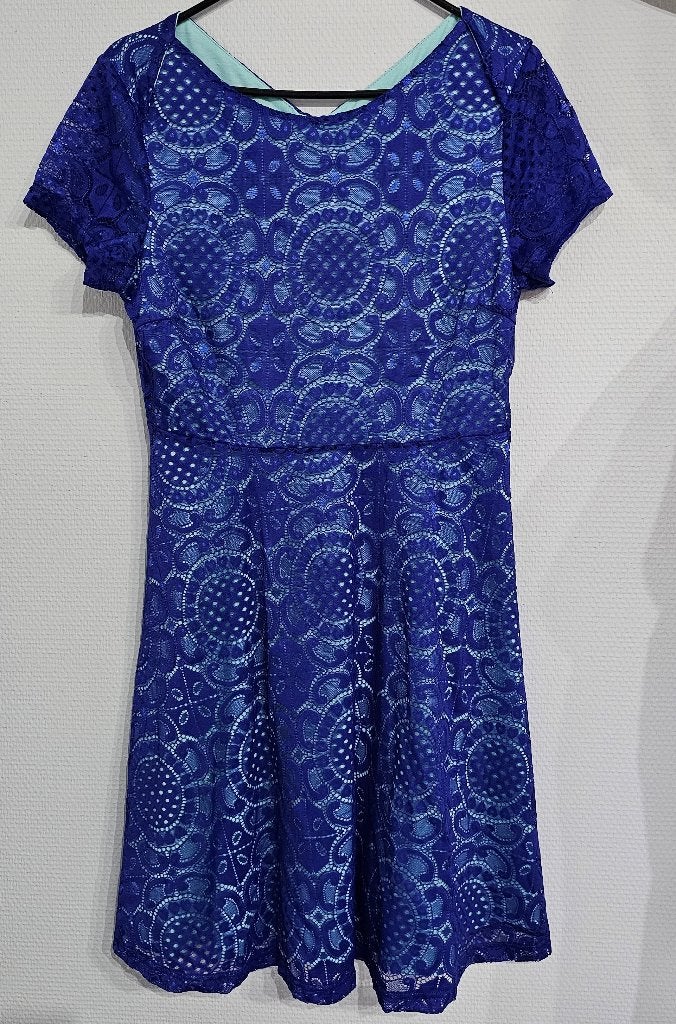 blauw kleedje met print, Maat 38/40 (M), Blauw, Ophalen of Verzenden, Knielengte