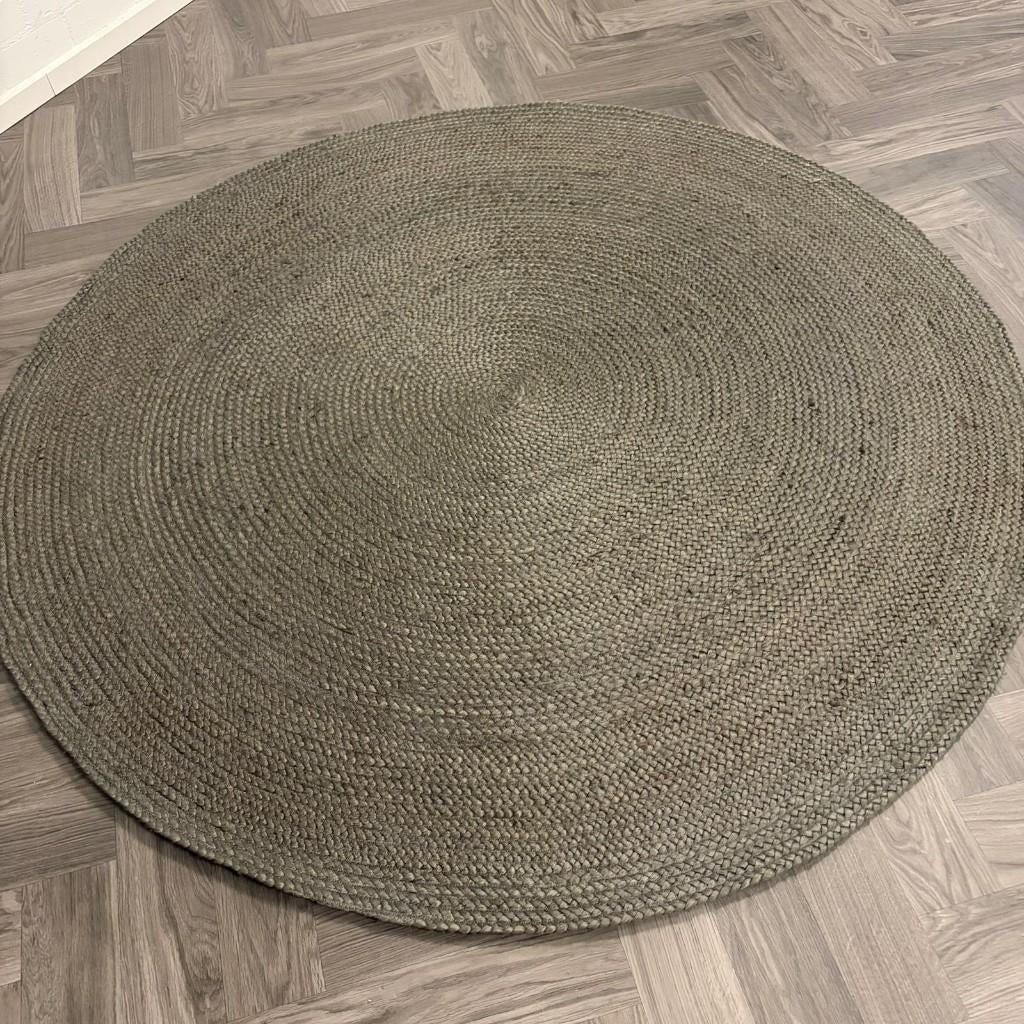 Rond Vloerkleed Brinker Carpets Jute Grijs - 180x180cm, Huis en Inrichting, 150 tot 200 cm, Rond, Ophalen of Verzenden, Zo goed als nieuw