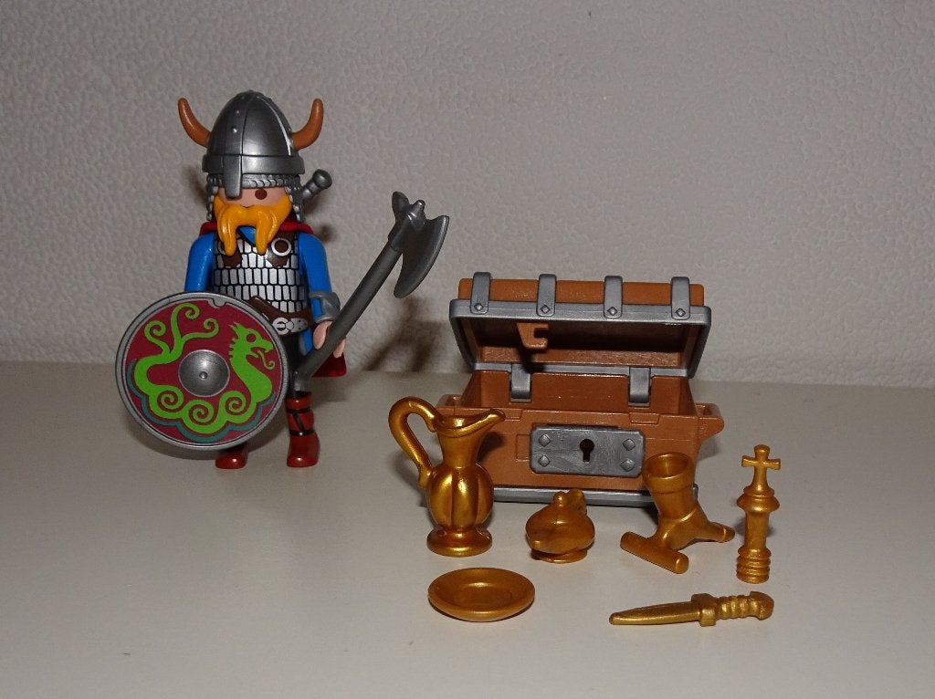 Playmobil viking met wapens en schatkist (5371), Ophalen of Verzenden, Gebruikt, Complete set