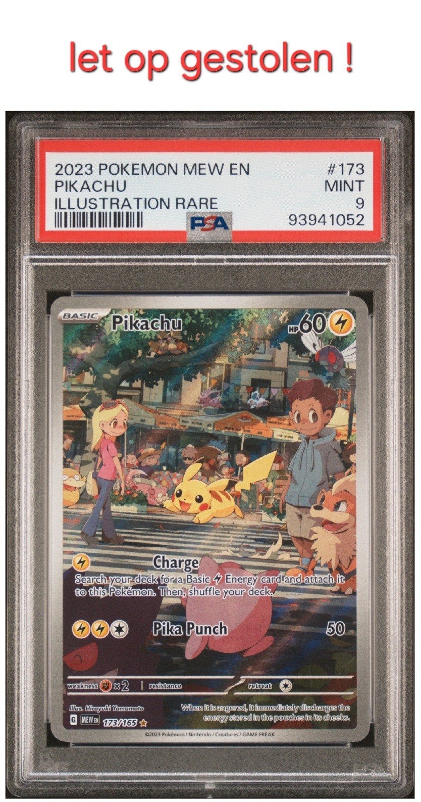 Gezocht Pikachu mew173 PSA9 93941052, Ophalen