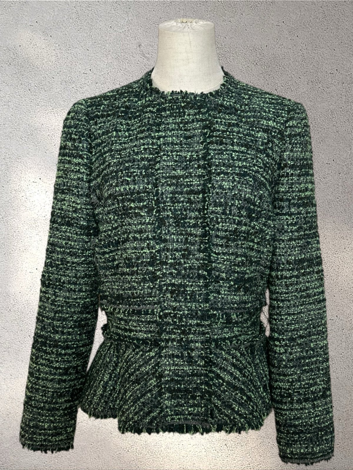 Rebecca Taylor Tweed Peplum Jasje Groen Maat 38/40 (M), Ophalen of Verzenden, Zo goed als nieuw, Maat 38/40 (M), Groen