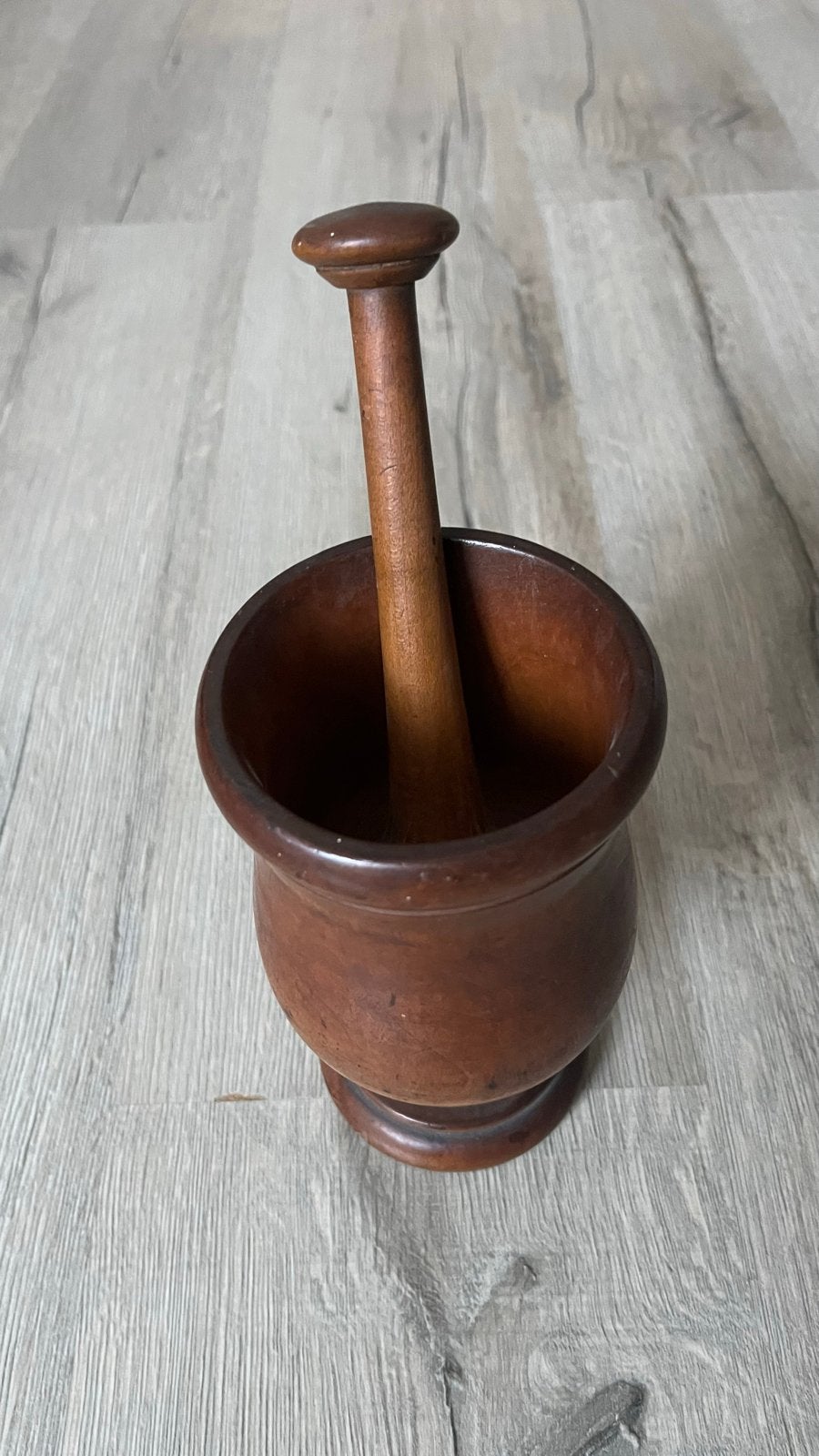 Antieke Houten Vijzel met Stamper, Ophalen of Verzenden