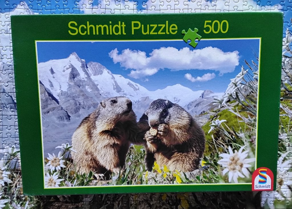 Schmidt puzzel 'Murmeltiere am Großglockner', Ophalen, Minder dan 500 stukjes, Zo goed als nieuw, Legpuzzel