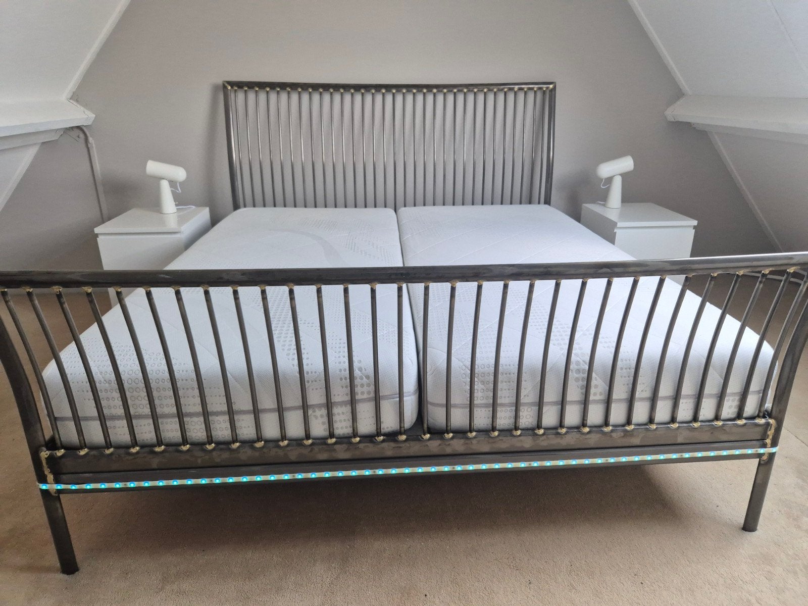 2 persoons bed 180 x200 cm staal industrieel Gratis bezorgen, Ophalen, Industrieel vintage staal stijl, Zwart, Tweepersoons