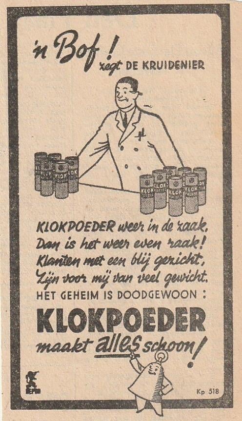 Retro reclame 1950 Klok wasmiddel Heerde wat 'n bof, Verzenden, Overige typen