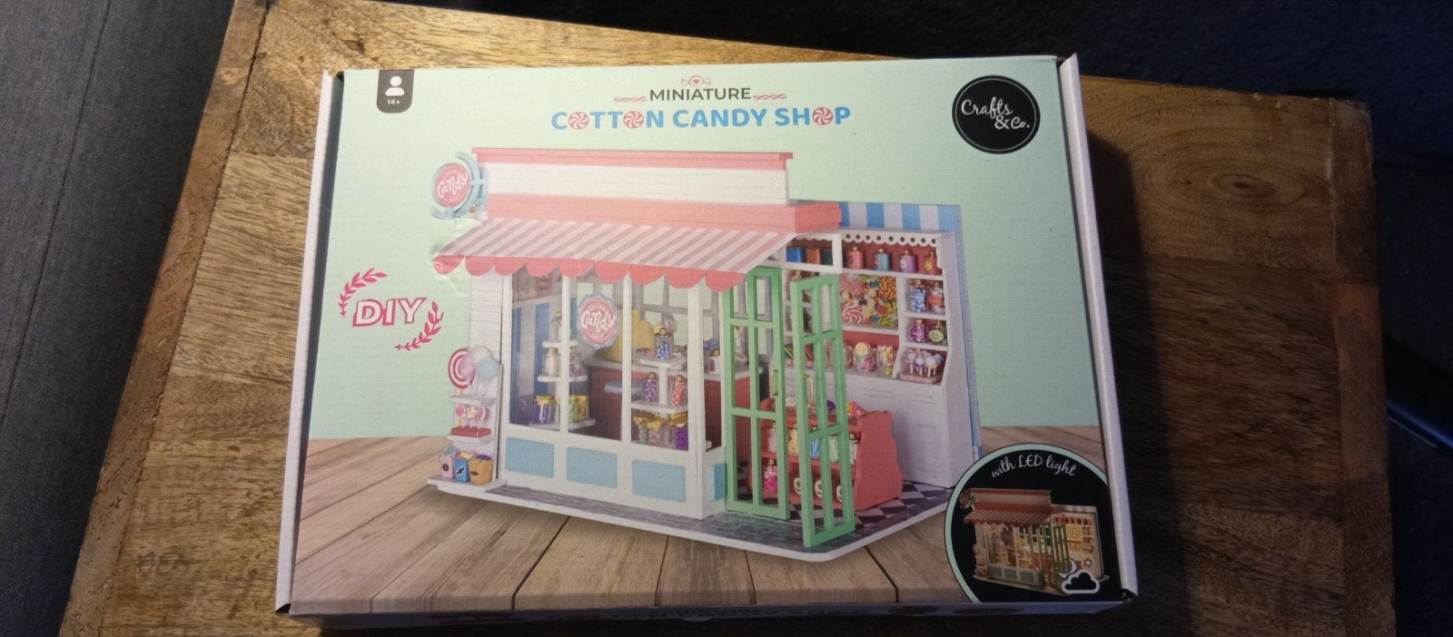 DIY Miniatuur Cotton Candy Shop Knutselset met LED-licht, Overige thema's, Nieuw, Meerkleurig, Ophalen of Verzenden