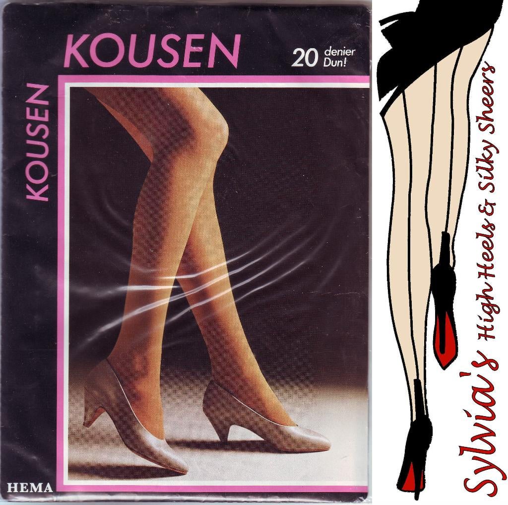 2 paar Hema vintage zwarte mousse 20 den. nylons maat 8½-9½, Overige typen, Verzenden, Zwart, Nieuw