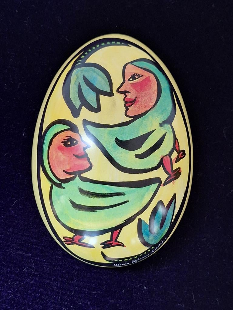 Ulrica Hydman Vallien-grote metalen opberg ei-gesigneerd, Antiek en Kunst, Ophalen of Verzenden