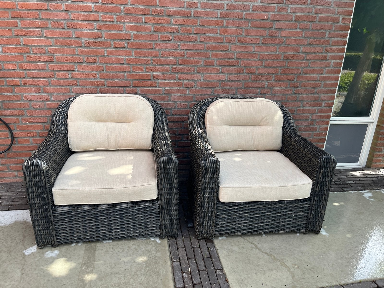 Twee Hartman tuinstoelen met wasbare kussens, Ophalen, Gebruikt, Wicker
