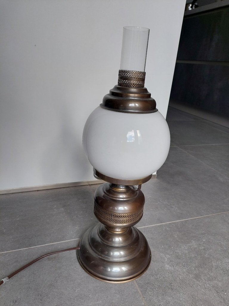 Vintage elektrische olie- tafellamp, Antiek en Kunst, Ophalen of Verzenden