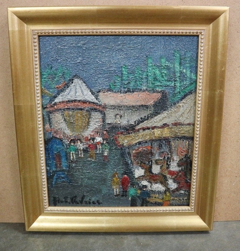 Hubert DE VRIES, de carrousel, Antiek en Kunst, Doek, Expressionistisch, Ophalen of Verzenden, Olieverf