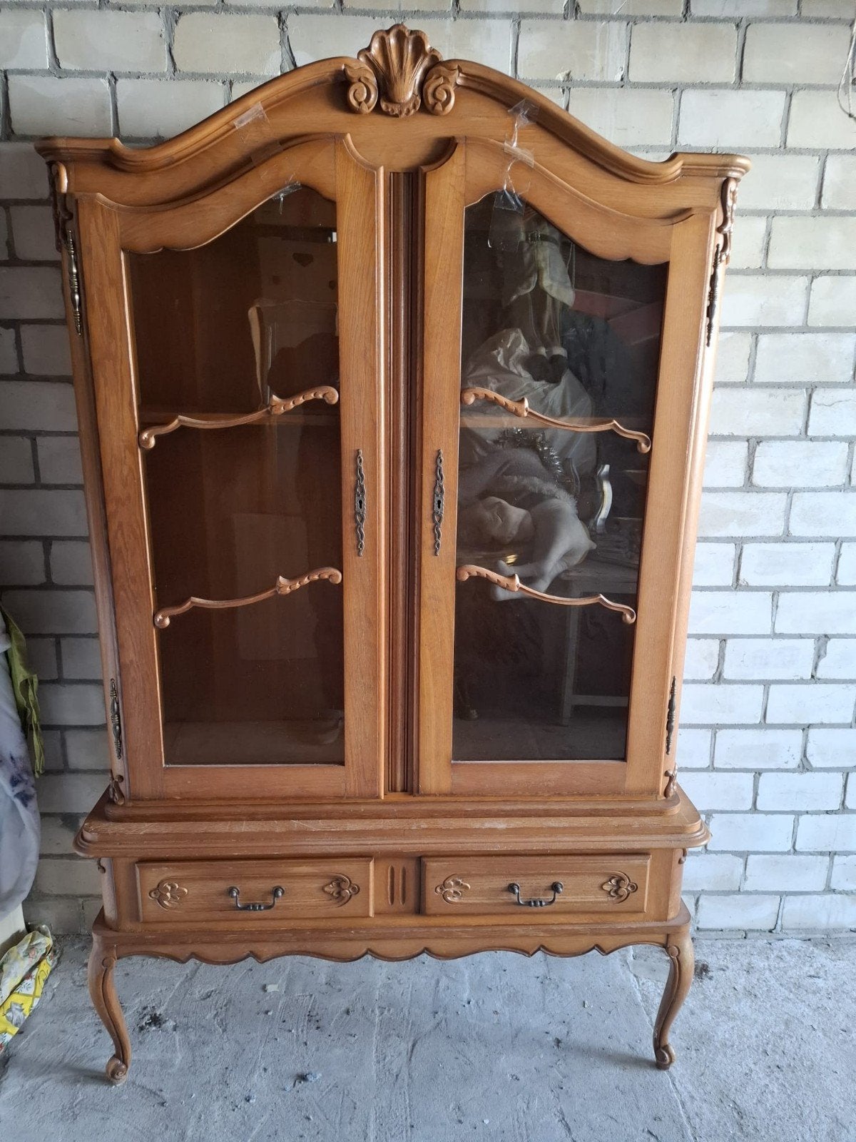 Eikenhouten Vitrinekast - Klassiek Design, Ophalen, Gebruikt, Eikenhout, Klassiek, Landelijk, Barok