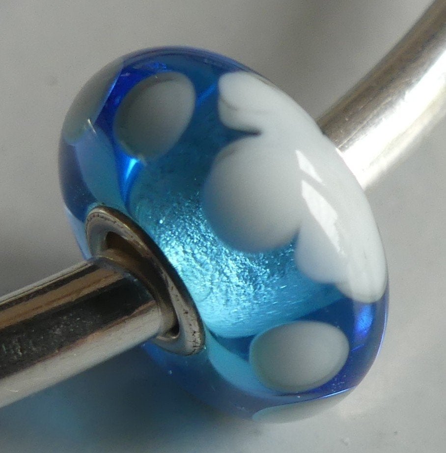 Trollbeads WOLKEN MET ZILVEREN STREEP (People's bead 2013), -, Verzenden, -, Zo goed als nieuw