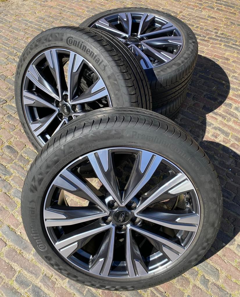 Orig. 20” Ford Kuga velgen + TPMS + 245/45 R20 Continental, 245 mm, Banden en Velgen, Ophalen of Verzenden, 20 inch